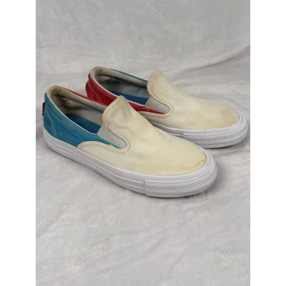 Converse Sneakers Women's 7.5 White/Pink/Blue READ Slip On Shoe Casual